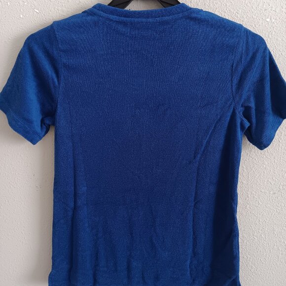 Denim & Co. Beach Knit Terry Short-Sleeve Top , Blue Sz XXS a650453 - Picture 6 of 6